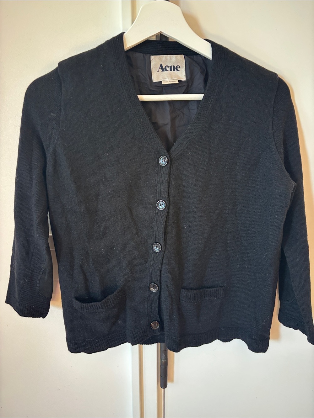 Acne Black V-neck Button Front Cardigan